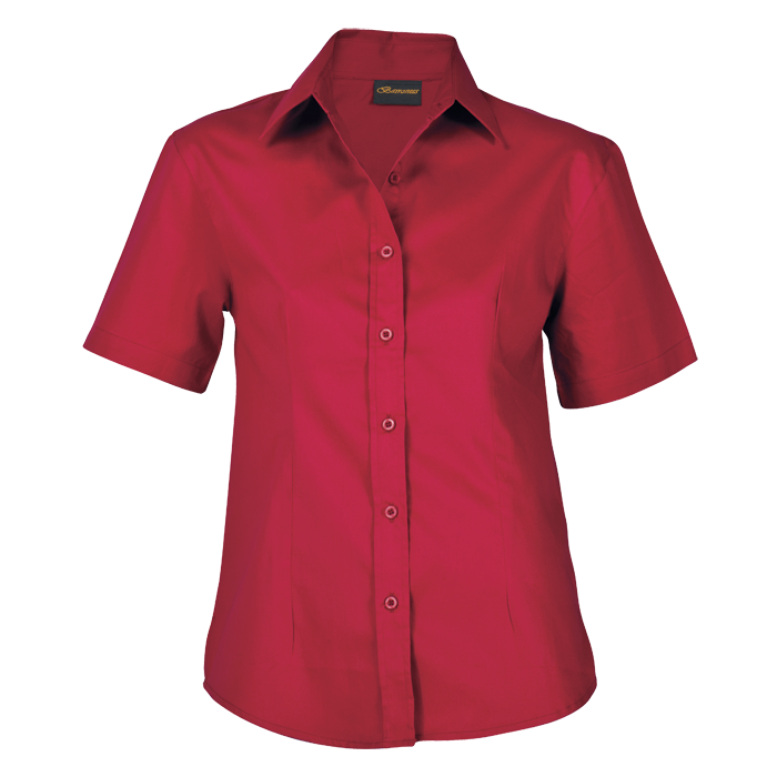 Ladies Brushed Cotton Twill Blouse Short Sleeve Red / XL / Regular - Shirts-Corporate