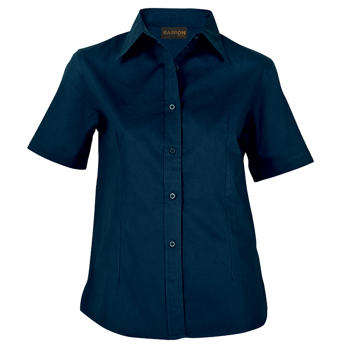 Ladies Brushed Cotton Twill Blouse Short Sleeve Navy / XL / Regular - Shirts-Corporate