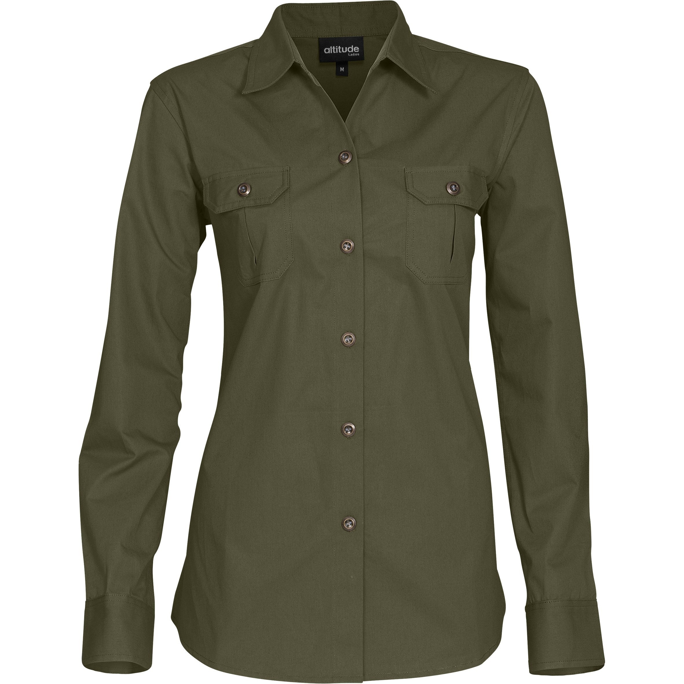 Ladies Long Sleeve Oryx Bush Shirt - White Only-