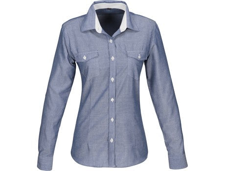 Ladies Long Sleeve Windsor Shirt - Light Blue Only-