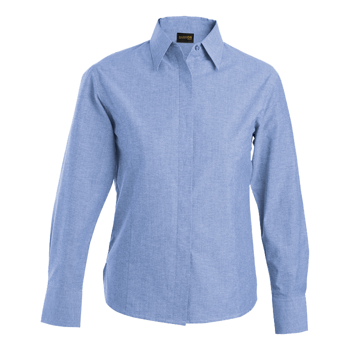 Ladies Oxford Blouse Long Sleeve Sky Blue / SML / Regular - Shirts-Corporate