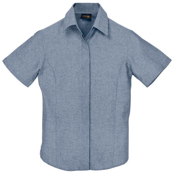 Ladies Oxford Blouse Short Sleeve Navy / SML / Regular - Shirts-Corporate