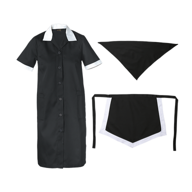 Ladies Poly Cotton 3 Piece Set  Black/White / XS / 