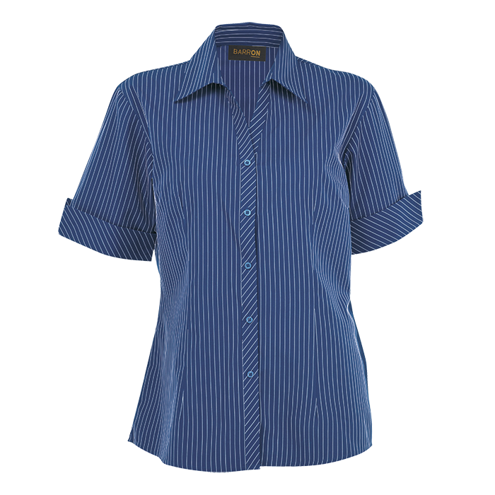 Ladies Quest Short Sleeve Blouse Blue/White / SML / Regular - Shirts-Corporate