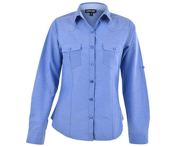 Ladies Ruby Blouse - Charcoal Only-L-Light Blue-LB