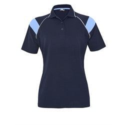 Ladies Score Golf Shirt - White Red Only-2XL-Navy With Light Blue-NLB