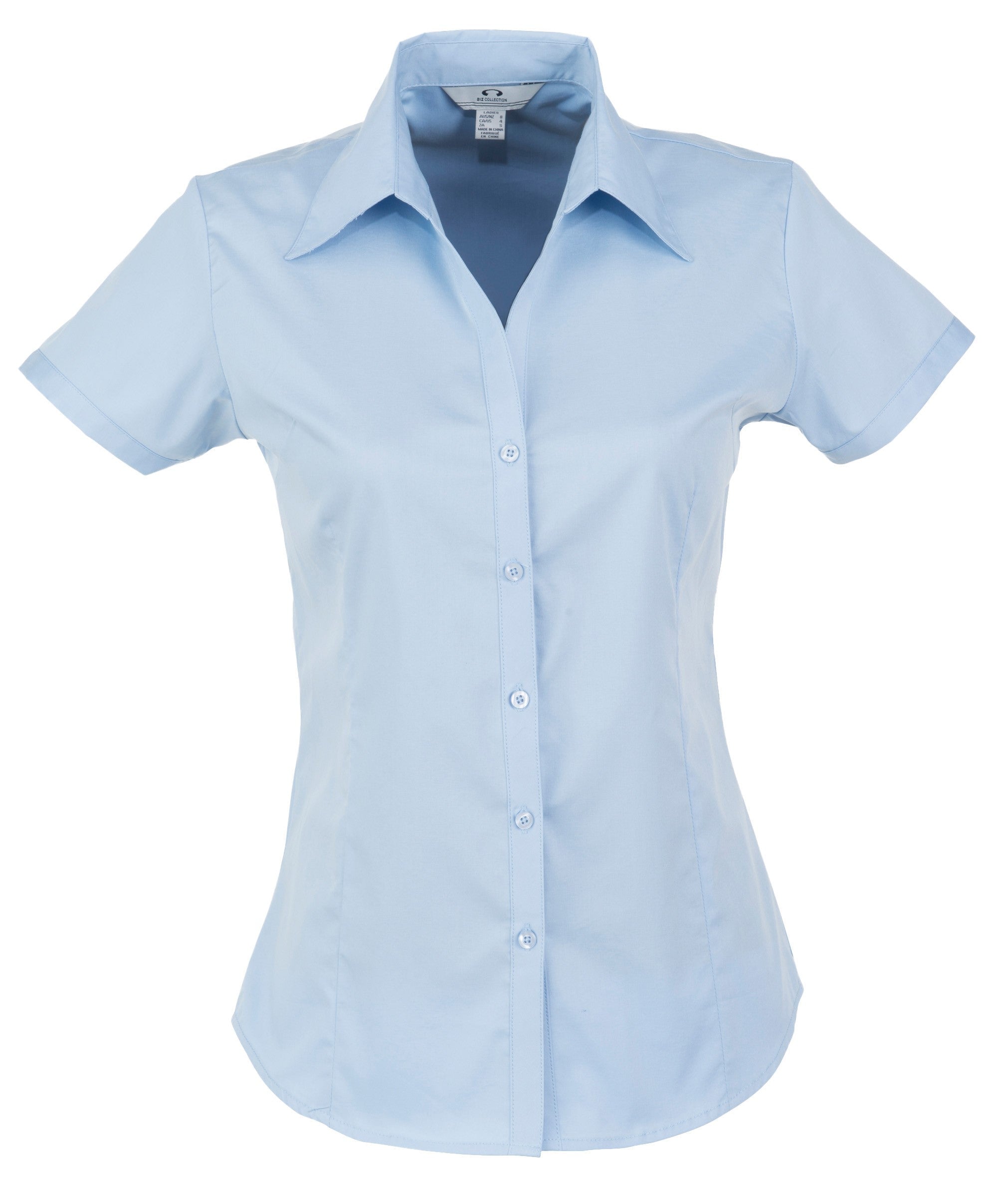 Ladies Short Sleeve Metro Shirt - Black Only-2XL-Light Blue-LB