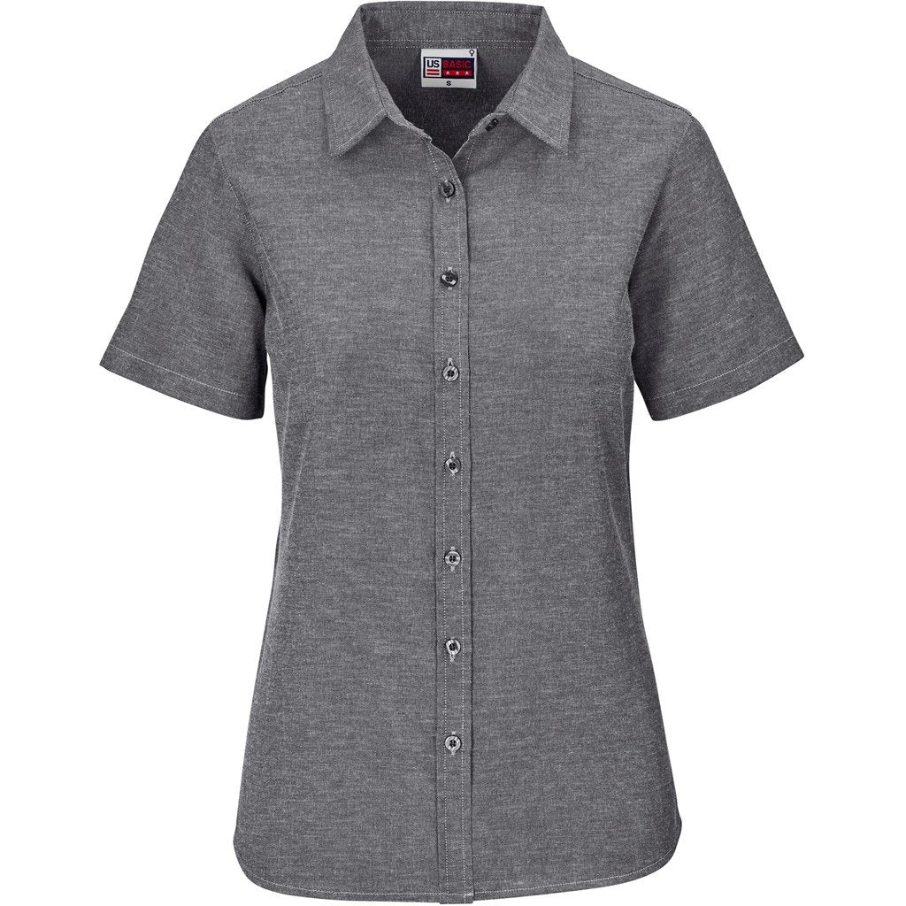 Ladies Short Sleeve Oxford Shirt S / DARK GREY - Lounge Shirts