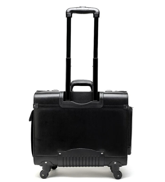 Leather Laptop Pilot Case with Wheels - Bags