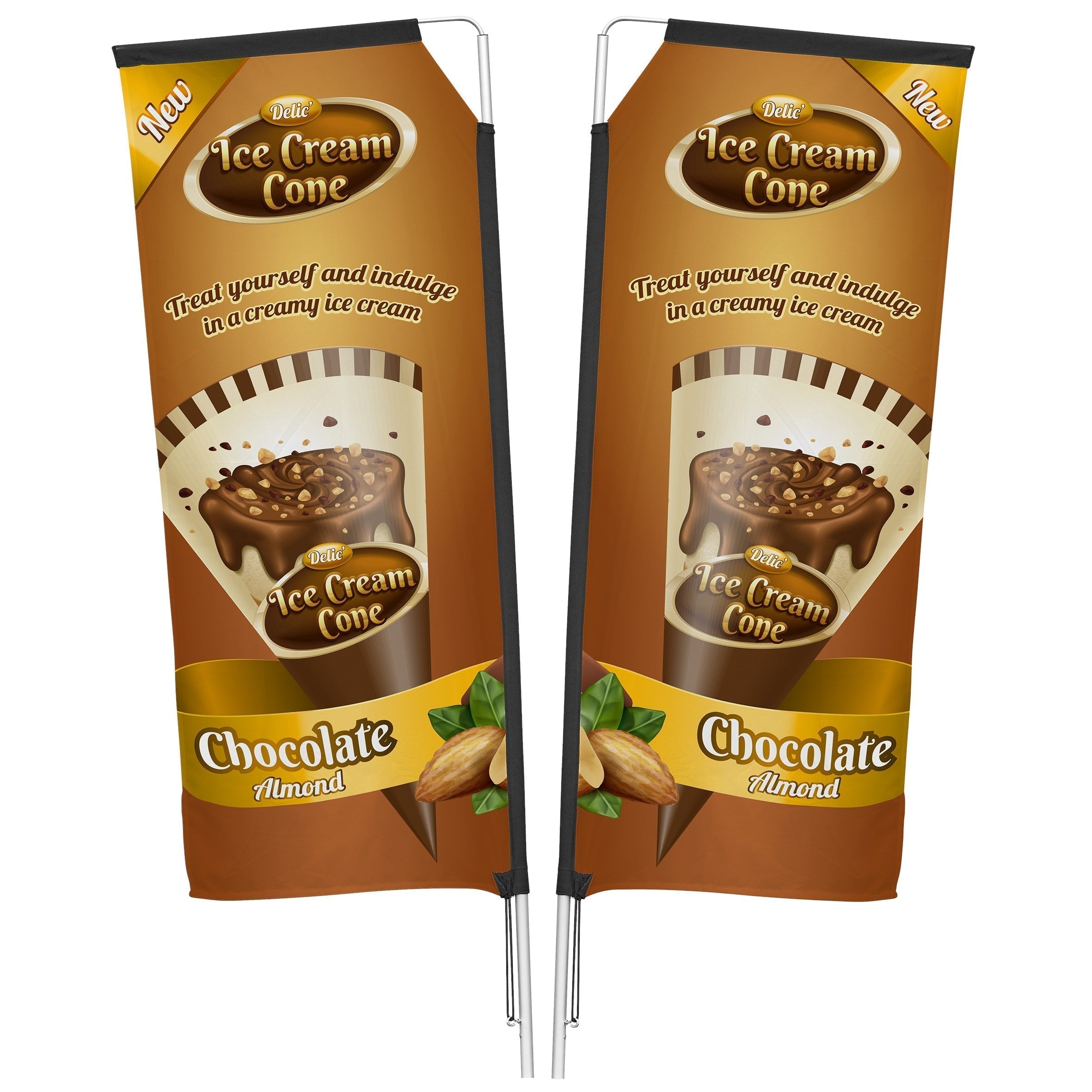 Legend 2M Sublimated Telescopic Double-Sided Flying Banner - 1 complete unit-Banners