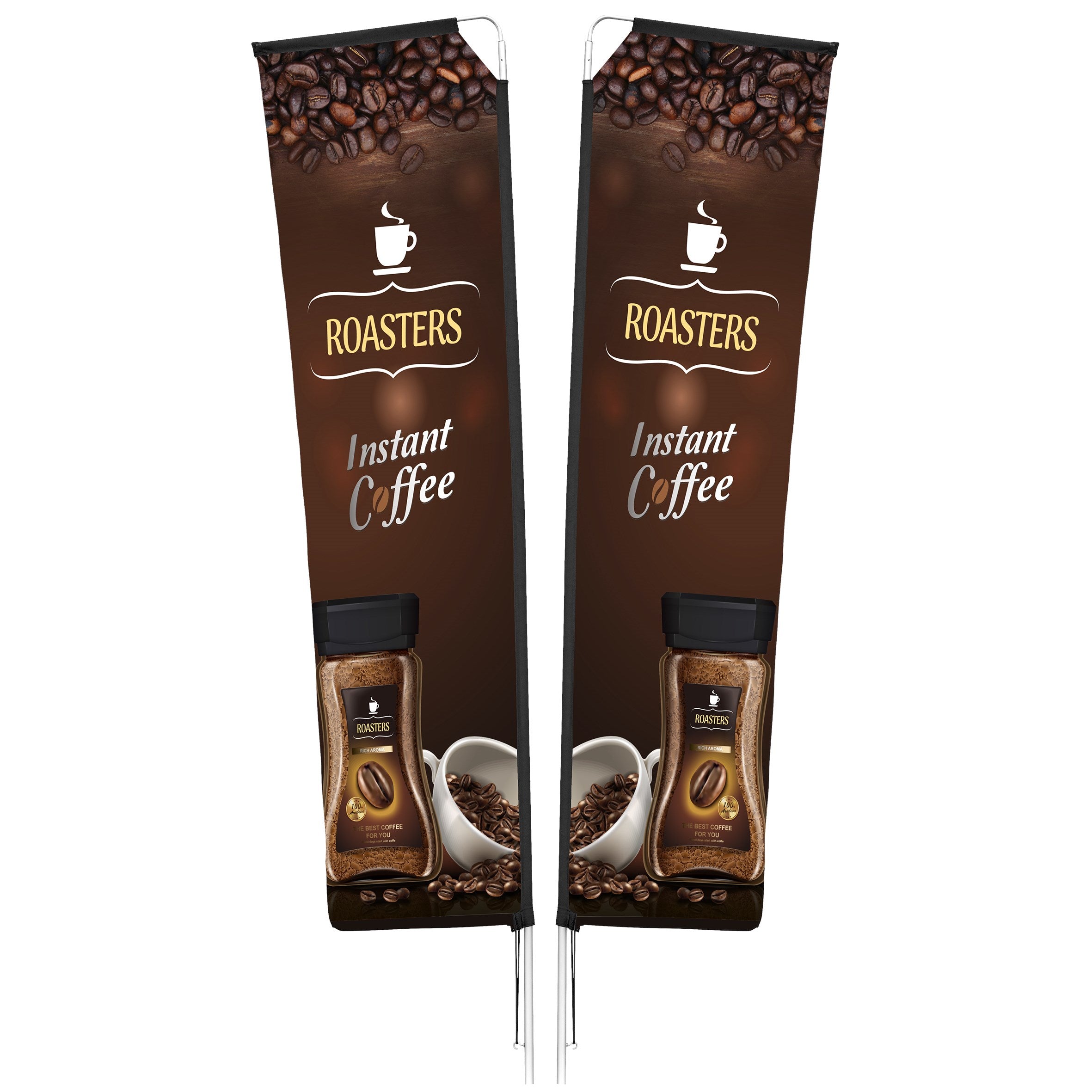 Legend 3M Sublimated Telescopic Double-Sided Flying Banner - 1 complete unit-Banners