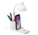 Lexicon Desk Lamp, Pen Caddy & Phone Stand-Solid White-SW