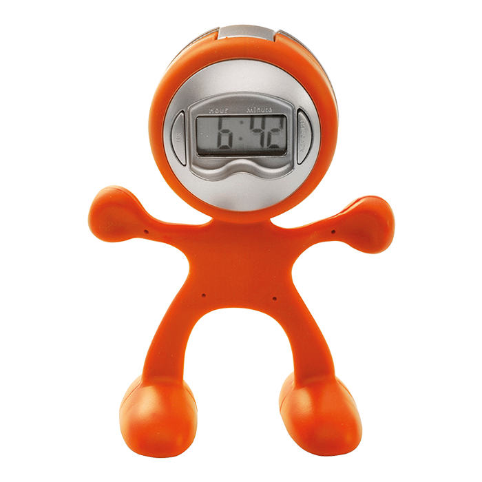 Man Shaped Alarm Clock with Memo Holder Orange / STD / Last Buy - Office Accessories