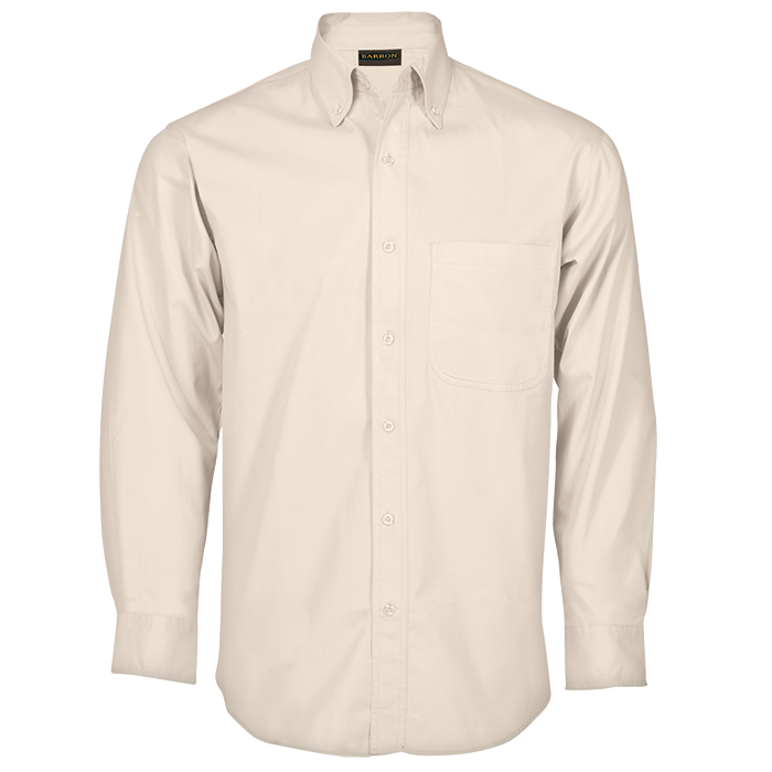 Mens Brushed Cotton Twill Lounge Long Sleeve Stone / 3XL / Regular - Shirts-Corporate