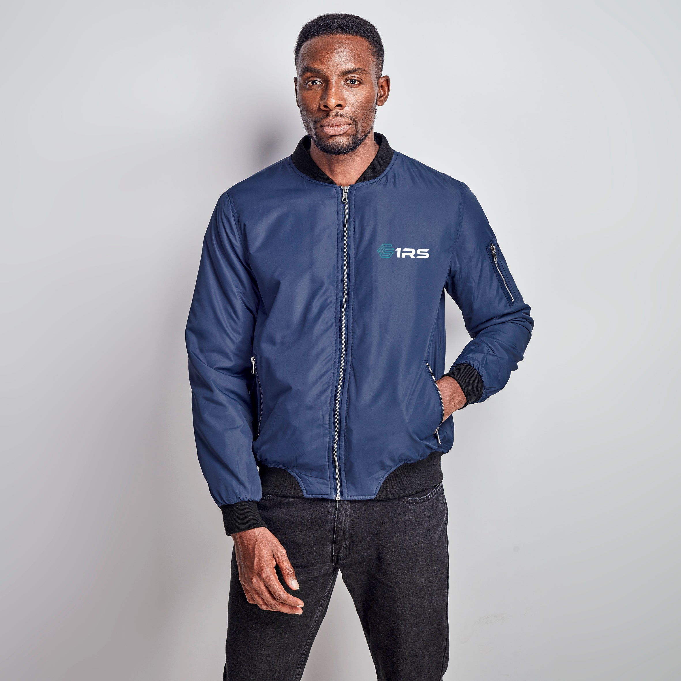 Mens Crusader Bomber Jacket - Black L / Military Green / MG