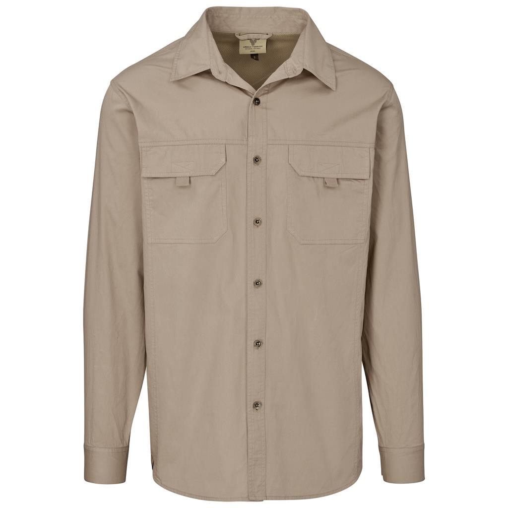 Mens Long Sleeve Mawenzi Twill Shirt S / KHAKI - New Clothing 2025,Shirts,Utility Shirts