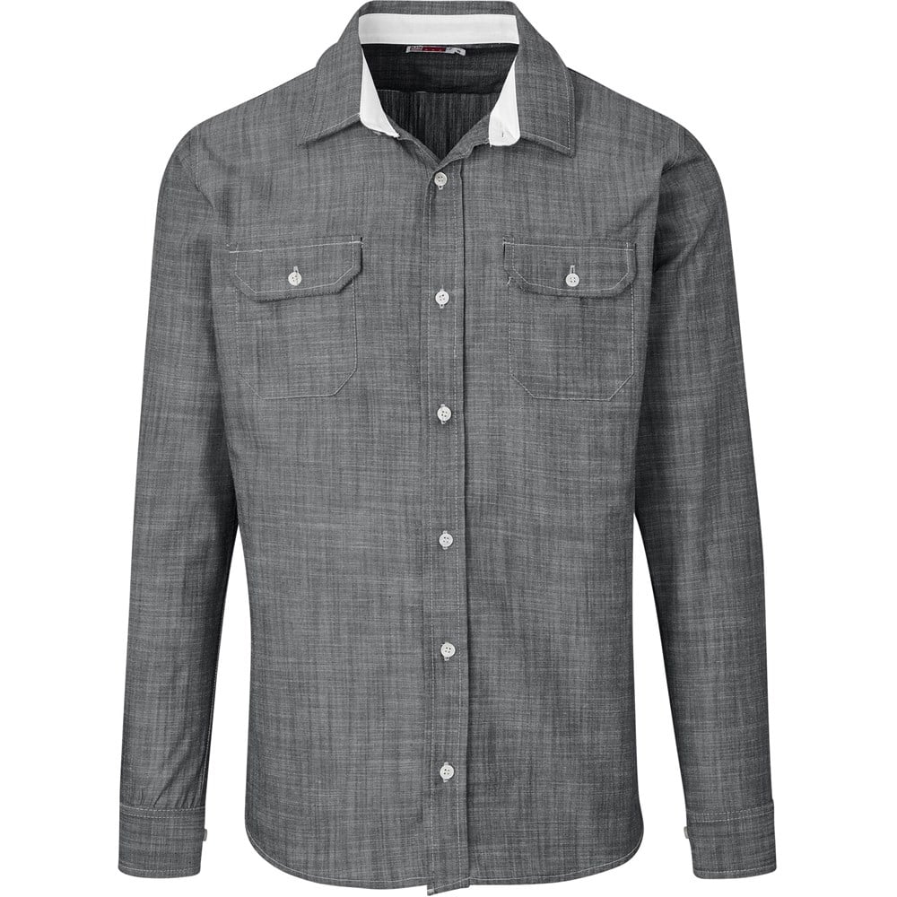 Mens Long Sleeve Windsor Shirt - Grey L / GY
