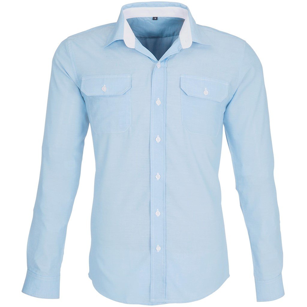Mens Long Sleeve Windsor Shirt - Grey L / Light Blue / LB