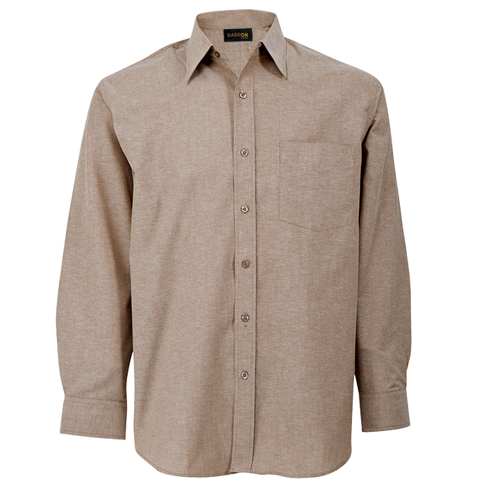 Mens Oxford Lounge Long Sleeve Tan / 3XL / Last Buy - Shirts-Corporate