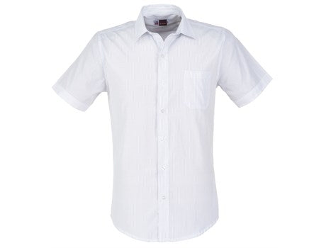 Mens Short Sleeve Huntington Shirt - White Light Blue