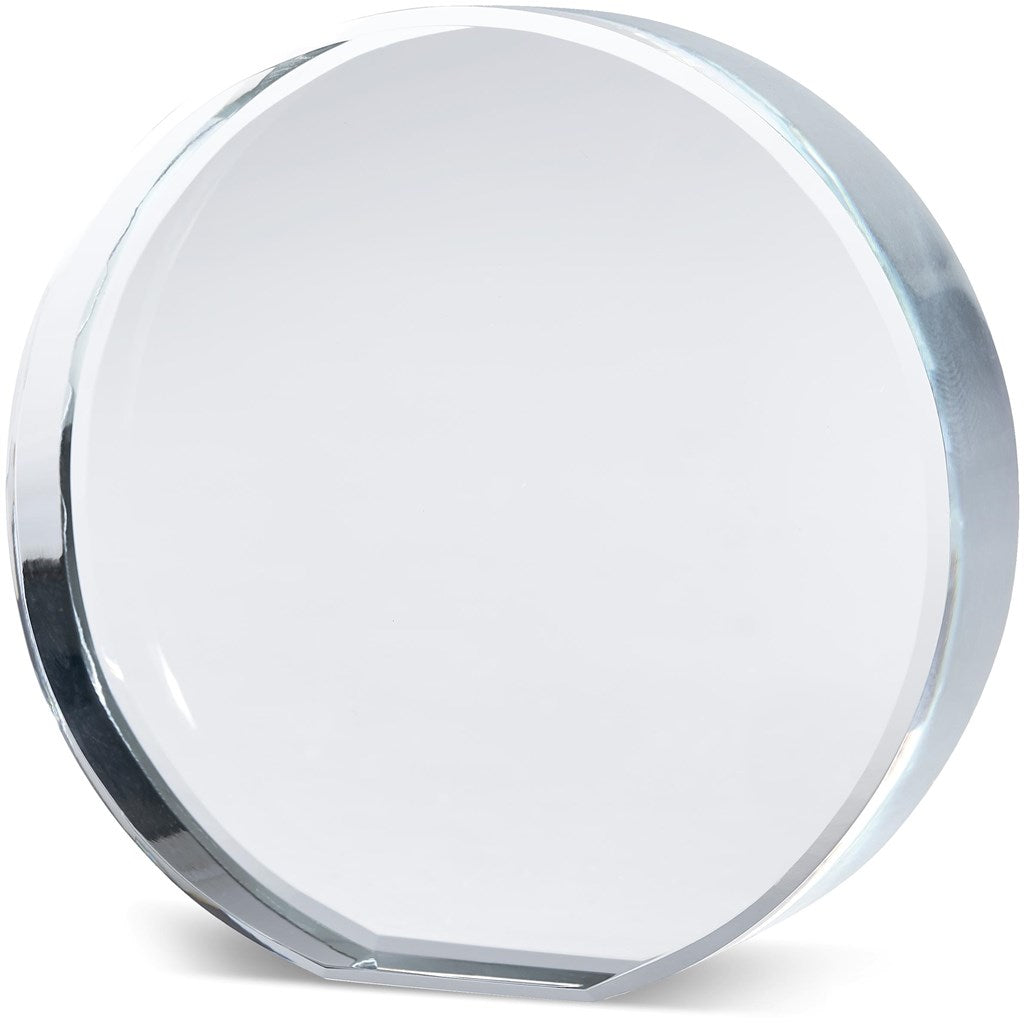 Mini Round Optical Glass Award Trophy Transparent/Frosted White / T - Trophies