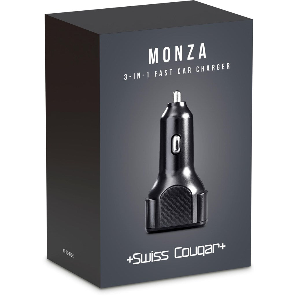 Monza 3-in-1 Fast Car Charger BLACK - On the Road,Chargers and Adaptors,Travel Essentials,Technology