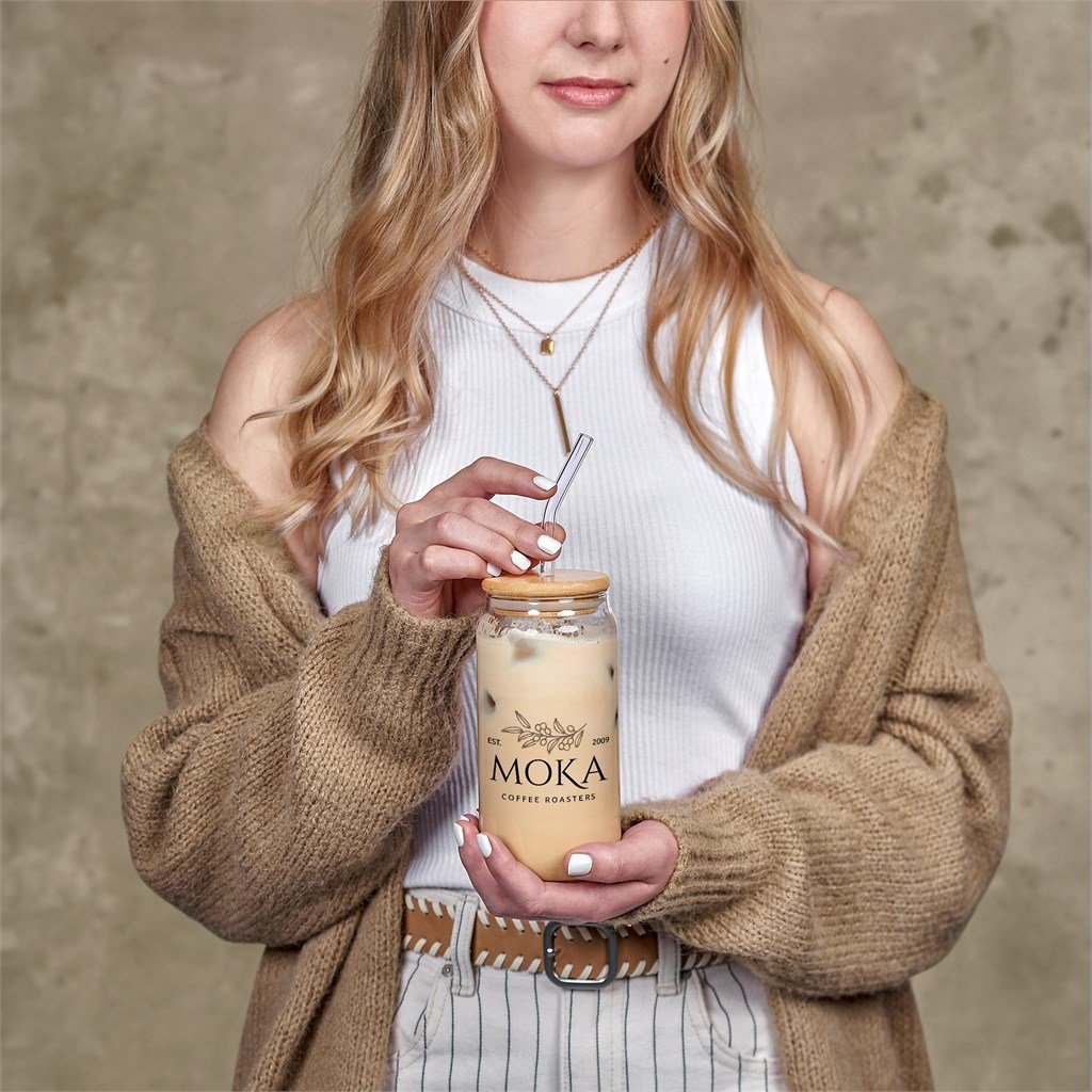 Natsu Glass & Bamboo Tumbler Straw - 500ml NATURAL - Travel Mugs and Tumblers,Glass Products,Drinkware,Full-Wrap UV Bottles