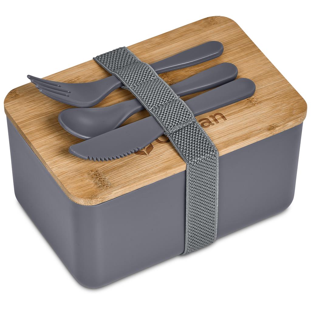 Pasuta Recycled Plastic & Bamboo Lunch Box GREY - Foodware,Eco-Friendly,Bamboo Products,Ideas for Work,Recycled Coolers
