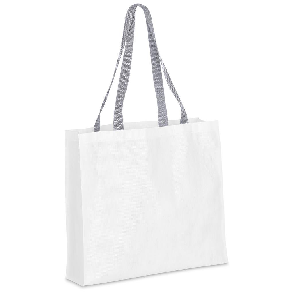 Pre-Printed Sample Custom Footloose RPET Stitch-Bond Shopper BLACK - and Tote Bags