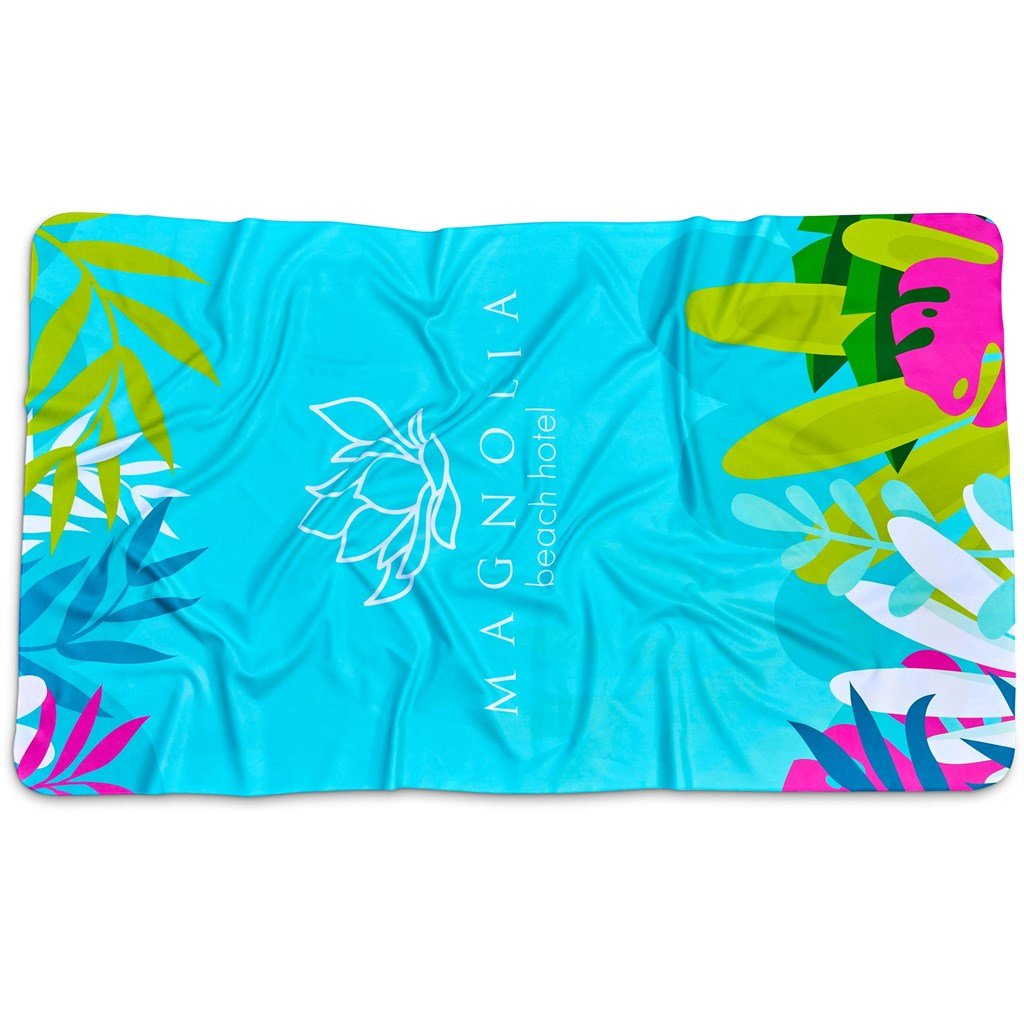Pre-Printed Sample Custom Hula Beach Towel - Double-Sided Branding SOLID WHITE - and Outdoor
