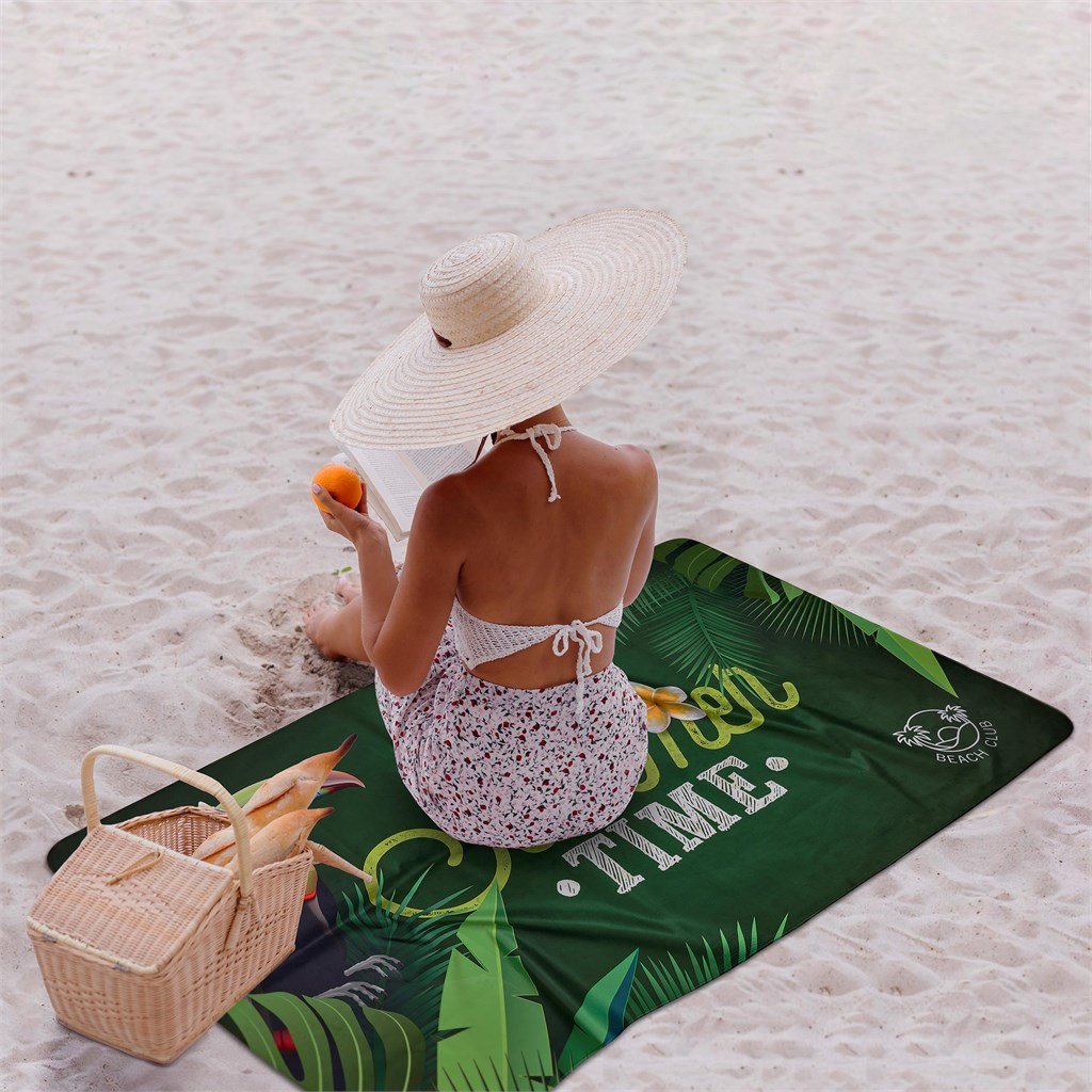 Pre-Printed Sample Custom Hula Beach Towel - Single Sided SOLID WHITE - and Outdoor