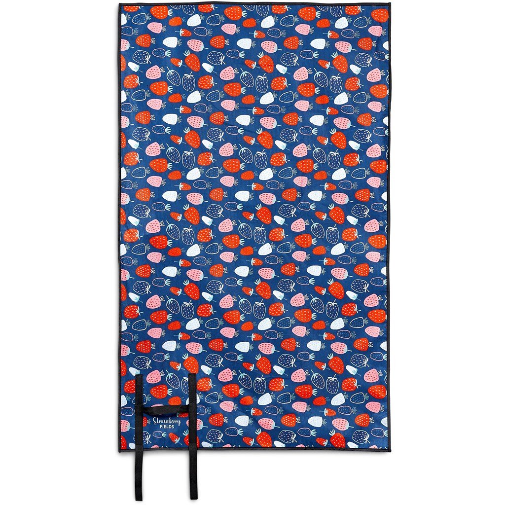 Pre-Printed Sample Custom Ivory Recycled PET Picnic Mat BLACK - Beach and Outdoor