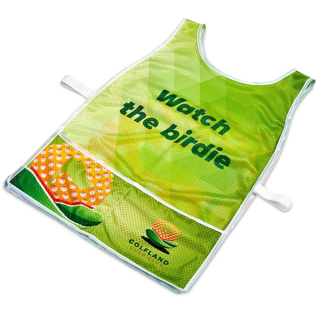 Pre-Printed Sample Custom Jackal Polyester Caddy Bib with PVC Name Sleeve SOLID WHITE - Sports and Fitness