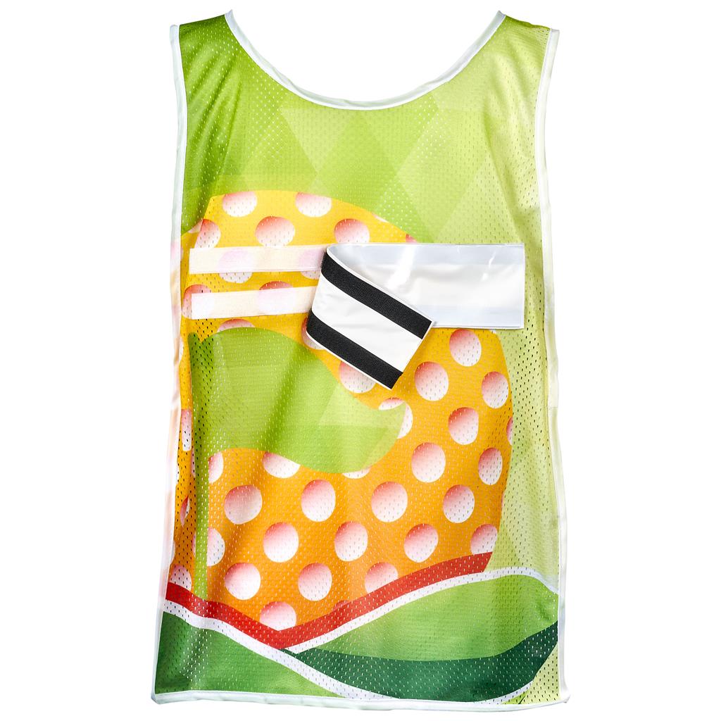 Pre-Printed Sample Custom Jackal Polyester Caddy Bib with PVC Name Sleeve SOLID WHITE - Sports and Fitness