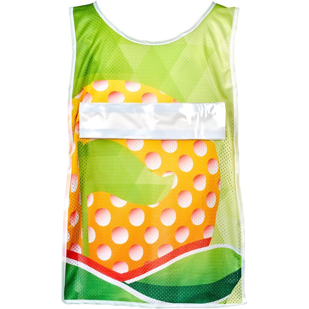 Pre-Printed Sample Custom Jackal Polyester Caddy Bib with PVC Name Sleeve SOLID WHITE - Sports and Fitness