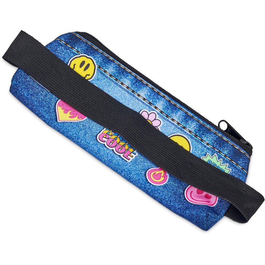 Pre-Printed Sample Custom Lagoon Polyester Pencil Case To Fit Over An A5 Notebook BLACK - Stationery