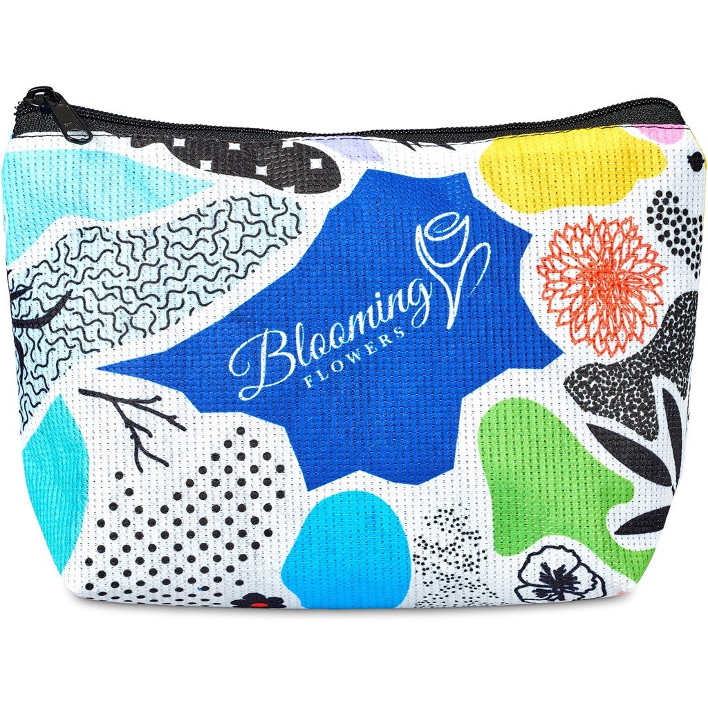 Pre-Printed Sample Custom Leanne Recycled PET Stitch-Bond Midi Toiletry Bag BLACK - and Cosmetic Bags