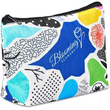Pre-Printed Sample Custom Leanne Recycled PET Stitch-Bond Midi Toiletry Bag BLACK - and Cosmetic Bags