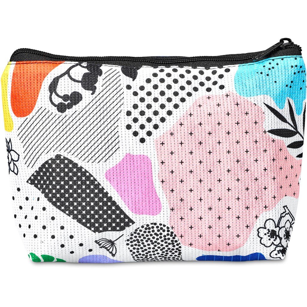 Pre-Printed Sample Custom Leanne Recycled PET Stitch-Bond Midi Toiletry Bag BLACK - and Cosmetic Bags