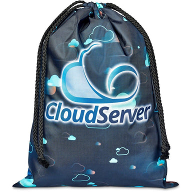 Pre-Printed Sample Custom Pacific Maxi Polyester Drawstring Pouch BLACK - Bags and Backpacks