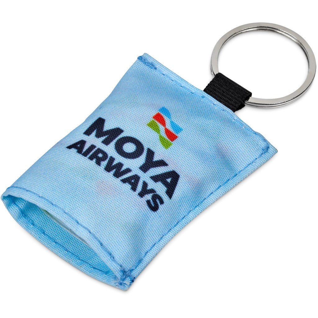 Pre-Production Sample Custom Aquila Polyester Keyring Pouch with Cleaning Cloth BLACK - Personal Care and Pamper Gifts