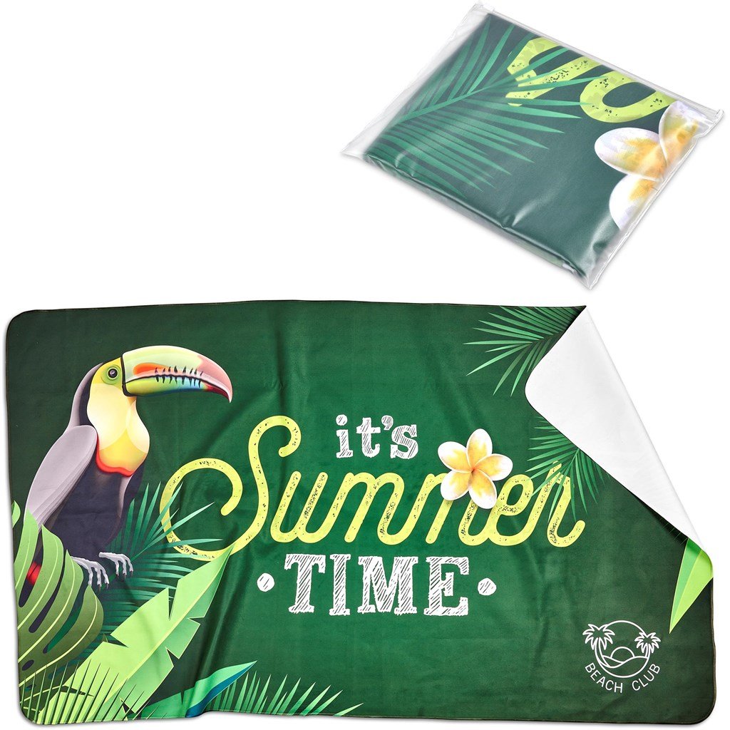 Pre-Production Sample Custom Hula Beach Towel -Single Sided Branding SOLID WHITE - and Outdoor