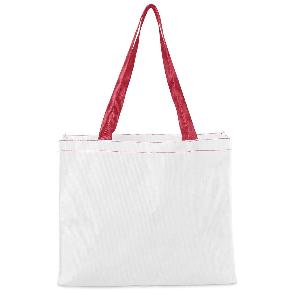 Pre-Production Sample Custom Menlyn Recycled PET Stitch-Bond Shopper RED - and Tote Bags