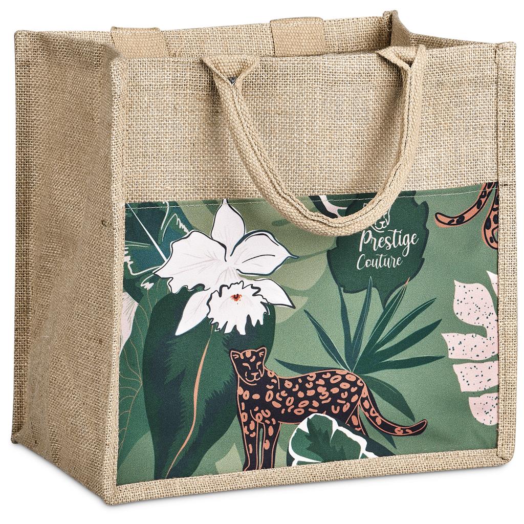 Pre-Production Sample Nuri Sublimated Pocket Jute Tote NATURAL - Shoppers and Totes,Bags