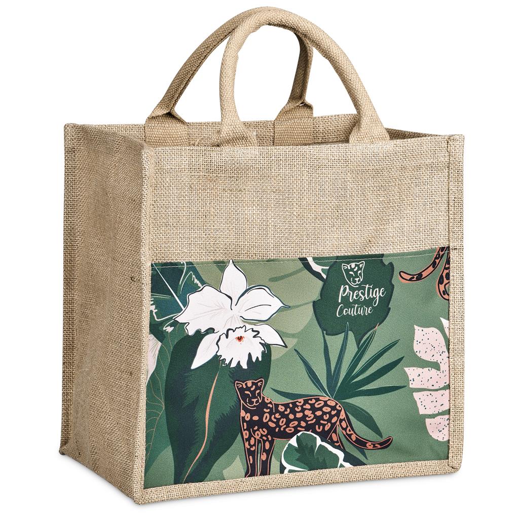 Pre-Production Sample Nuri Sublimated Pocket Jute Tote NATURAL - Shoppers and Totes,Bags
