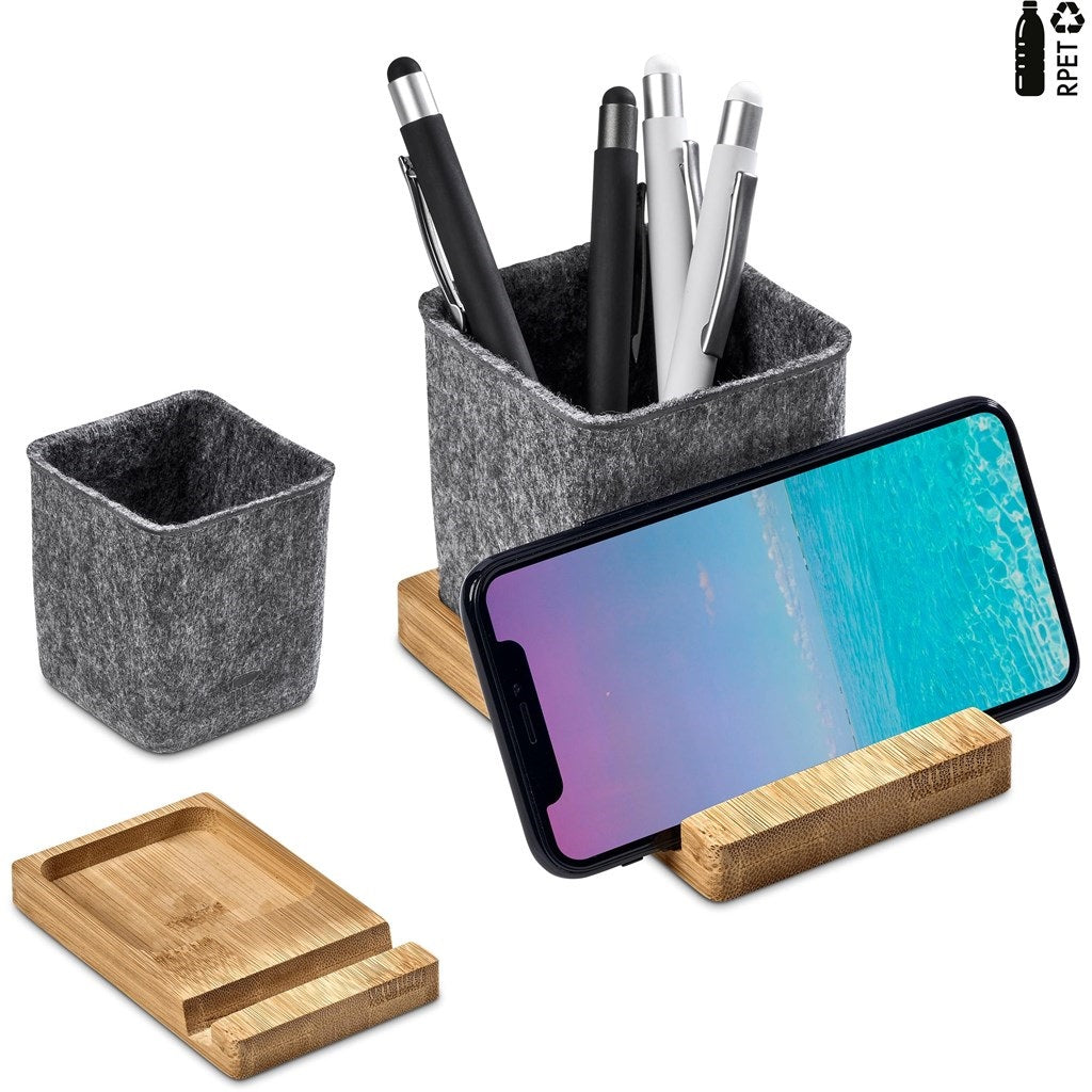 Recycled PET & Bamboo Desk Caddy Phone Stand Grey / GY - Mobile Stands