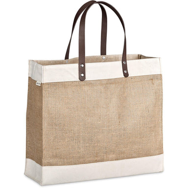 Reza Jute & Cotton Tote with Leather Handles NATURAL - Eco-Friendly Bags,Shoppers and Totes,Cotton Products,Jute Products,Bags,Bags