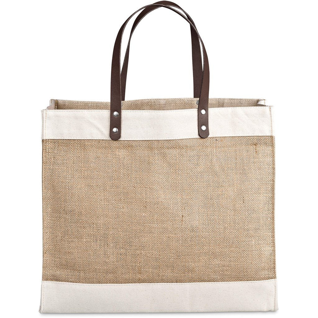 Reza Jute & Cotton Tote with Leather Handles NATURAL - Eco-Friendly Bags,Shoppers and Totes,Cotton Products,Jute Products,Bags,Bags