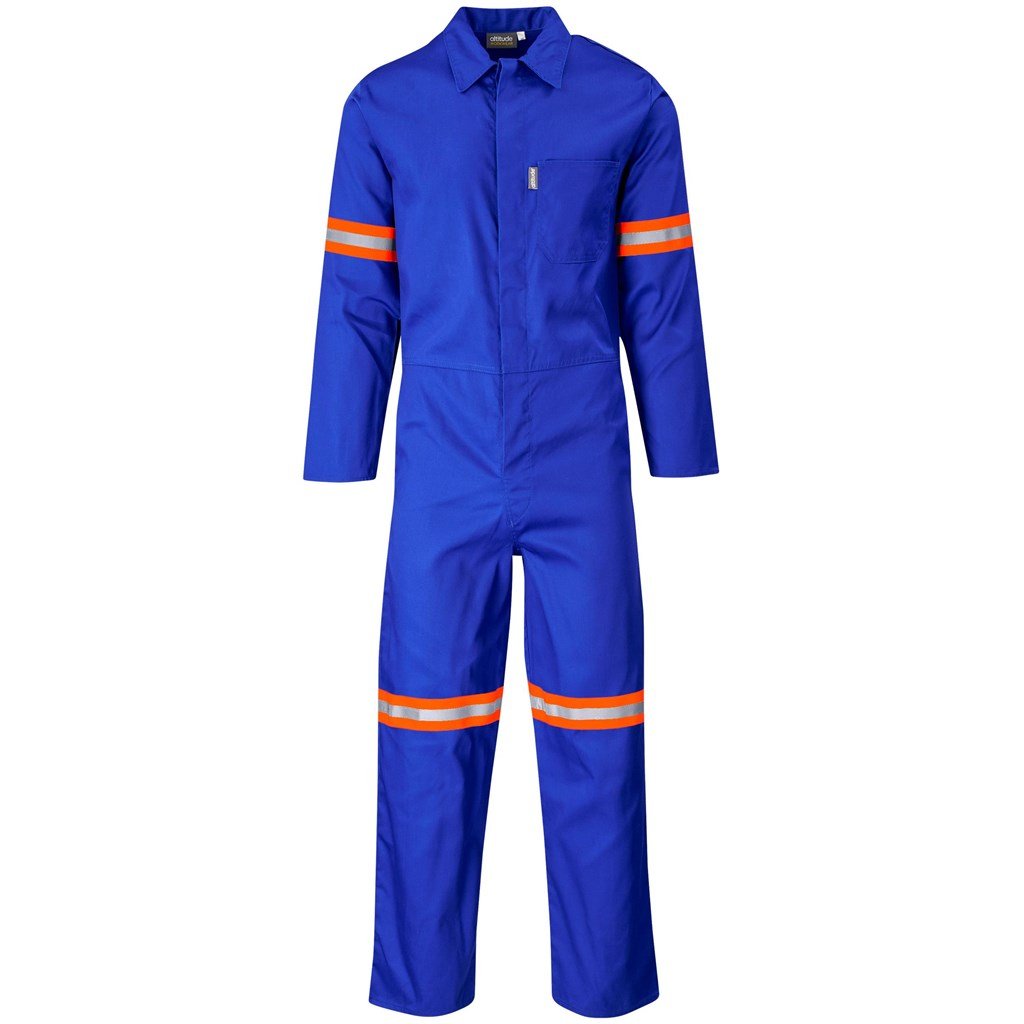 Safety Polycotton Boiler Suit - Reflective Arms Legs & Back - Orange Tape