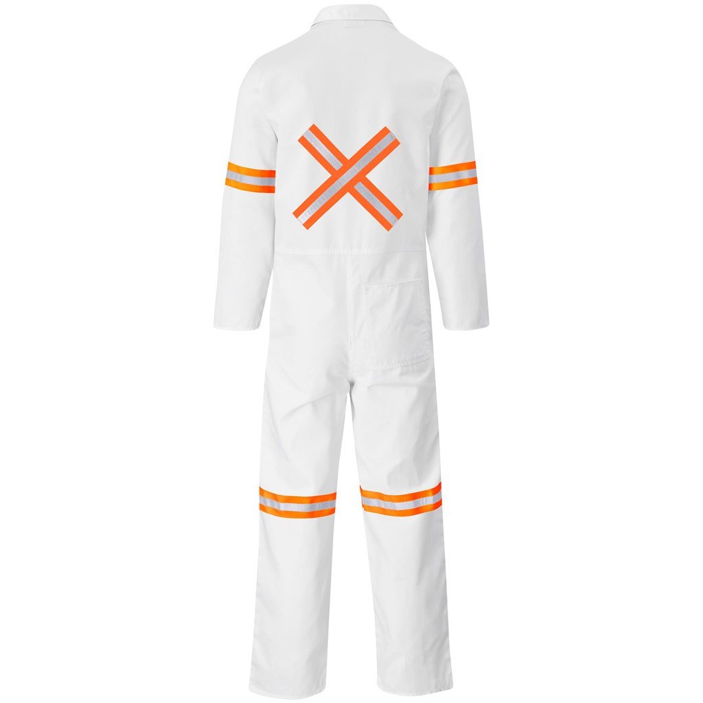 Safety Polycotton Boiler Suit - Reflective Arms Legs & Back - Orange Tape